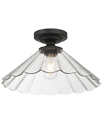 Possini Euro Design Possini Euro Vandross 16" Wide Matte Black Cast Glass Ceiling Light