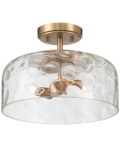 Possini Euro Design Possini Euro Luther 13"W Warm Brass Water Glass 2-Light Ceiling Light