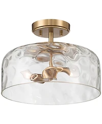 Possini Euro Design Possini Euro Luther 13"W Warm Brass Water Glass 2-Light Ceiling Light