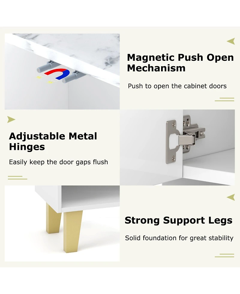 Gouun 5-Tier Shoe Cabinet with Faux Marble Countertop and Flat Tilting Shelves