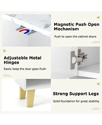 Gouun 5-Tier Shoe Cabinet with Faux Marble Countertop and Flat Tilting Shelves