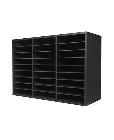 Gouun Literature Organizer, 27 Compartments Office Mailbox with Removable Shelves, Wooden Mailbox Sorter Particle Board Office Home Classroom Storage