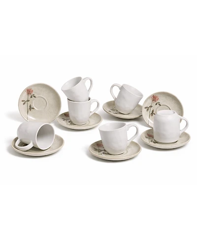 Porto Brasil Campestre Stoneware Coffee Cup and Saucer Set, Service for 6