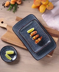 Porto Brasil 10.63" Stoneware Medium Rectangular Juta Platters, Set of 4