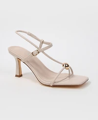 Berness Women's Hisako Dress Heeled Thong Sandal with Gold-Tone Detail