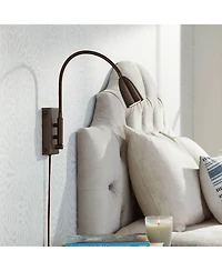 360 Lighting Lido High Modern Wall Reading Lamp Light Fixture Mount Bedroom Bedside Plug-In Cord Adjustable Gooseneck