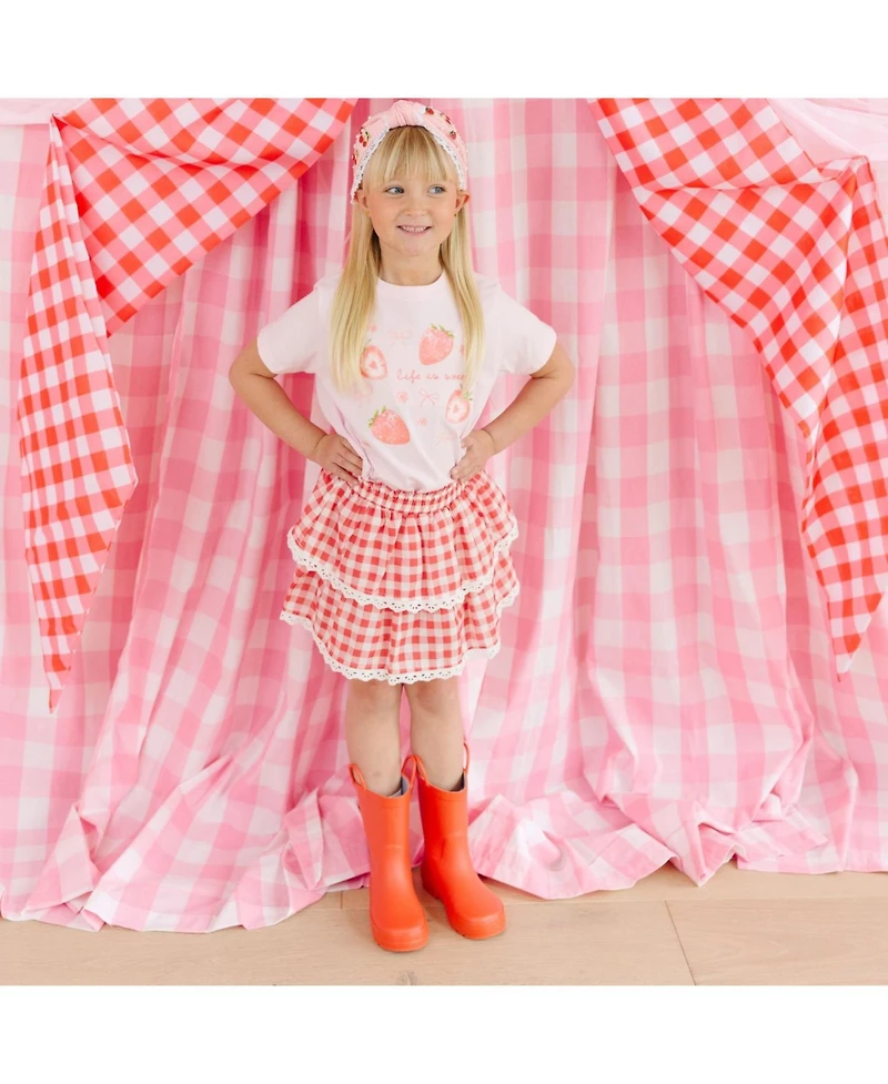 Sweet Wink Little Girls Red Gingham Skort