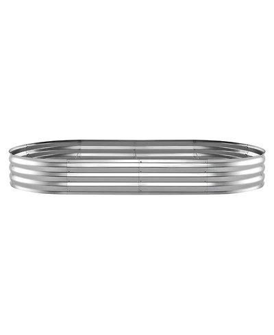 Gouun Oval Galvanized Raised Garden Bed, 8 x 4 x 1 ft Alu-Zinc Planter Box Kit with Bottomless Design