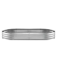 Gouun Oval Galvanized Raised Garden Bed, 8 x 4 x 1 ft Alu-Zinc Planter Box Kit with Bottomless Design