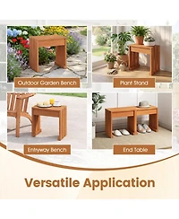 Gouun Single-Person Outdoor Backless Patio Bench with Solid Wood Frame