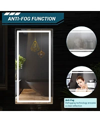 homfan Double Led Backlit Bathroom Mirror - Modern Vanity Wall Mirror with Dimmable Lighting, Anti-Fog, Shatter-Proof Glass, Memory Function
