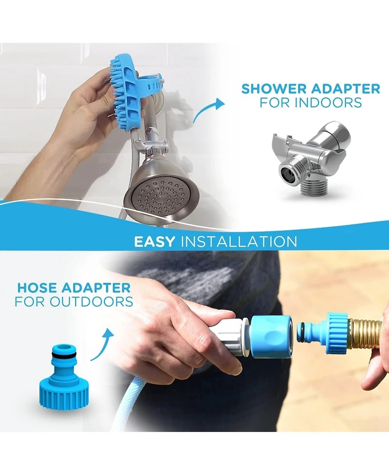 Aronkl Dog Bath Brush Sprayer with 8ft Hose Silicone Rubber Scrubber All-in-One Pet Bathing Tool