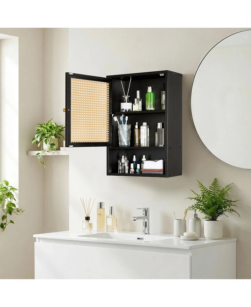 homfan Space-Saving Bamboo Bathroom Wall Cabinet – Adjustable Shelf Over Toilet Storage Organizer