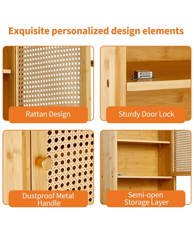 homfan Space-Saving Bamboo Bathroom Wall Cabinet – Adjustable Shelf – Over Toilet Storage Organizer