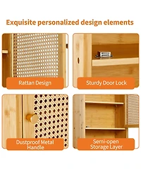 homfan Space-Saving Bamboo Bathroom Wall Cabinet – Adjustable Shelf – Over Toilet Storage Organizer