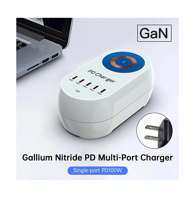 Artudatech 140W Charger - 5 Port Fast Charging Station with 100W Pd and 15W MagSafe