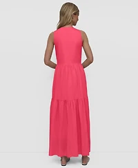Dkny Jeans Women's Sleeveless Keyhole Crewneck Tiered Maxi Dress
