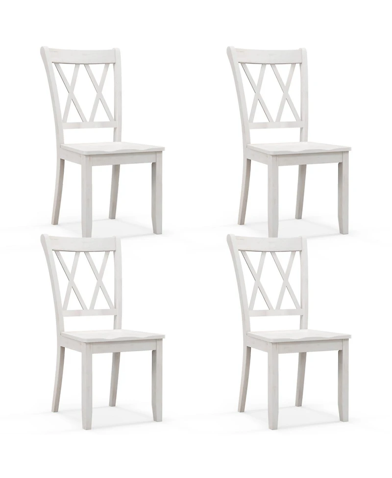 Gouun Farmhouse Wooden Dining Chairs Set of 2, Rubber Wood, 300 lb Capacity Each, 20x23.5x39 in