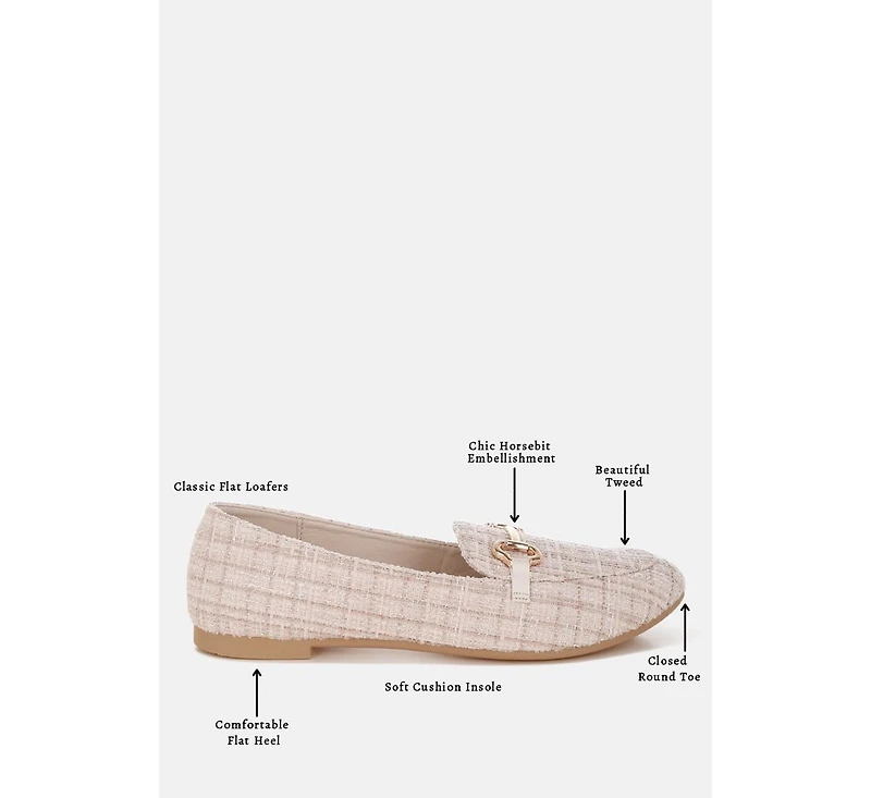 London Rag Women's Drairi Horsebit Detail Tweed Loafers