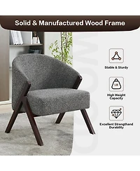 gaomon Mid-Century Modern Linen Upholstered Accent Chair with Solid Wood Frame, Comfortable Reading Armchair