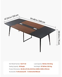 Gouun 8 ft Conference Table, Boat Shaped, Seats 10, 94.49 x 47.24 in