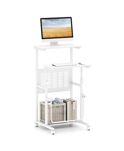 Gouun Height Adjustable Mobile Computer Desk, 27-38.5 in