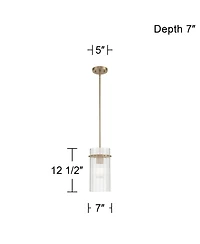 Possini Euro Design Emerson Matte Brass Fluted Glass Mini Pendant Light