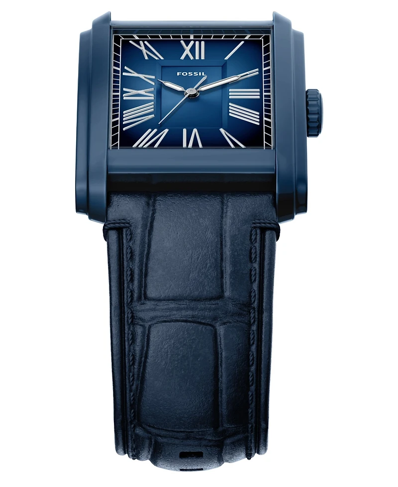 Fossil Men's Carraway Three-Hand Navy Croco Leather Watch, 30mm