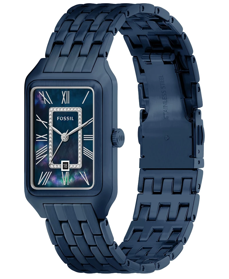 Fossil Women's Raquel Three-Hand Navy Stainless Steel Watch, 26mm