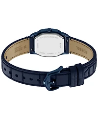 Fossil Women's Harlow Three-Hand Navy Leather Watch, 27mm