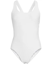Lands' End Women's Long Tugless Ribbed X-Back One Piece Swimsuit