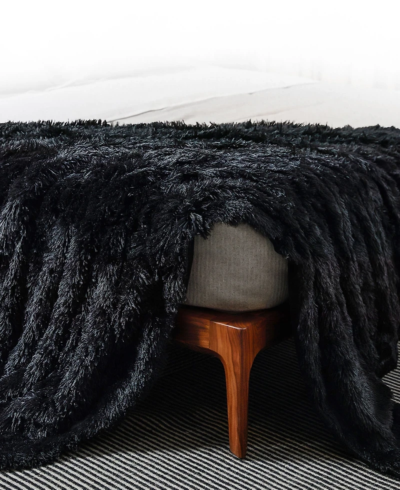 Cheer Collection Ultra Soft Faux Fur to Microplush Reversible Oversized Throw