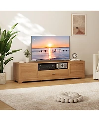 Gouun Farmhouse Rustic 71-Inch Tv Stand with Cabinets and Drawer