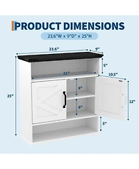 homfan Bathroom Wall Cabinet - Medicine Cabinet with Barn Doors and Adjustable Shelf - Wall Cabinet for Bathroom, Kitchen, Laundry Room