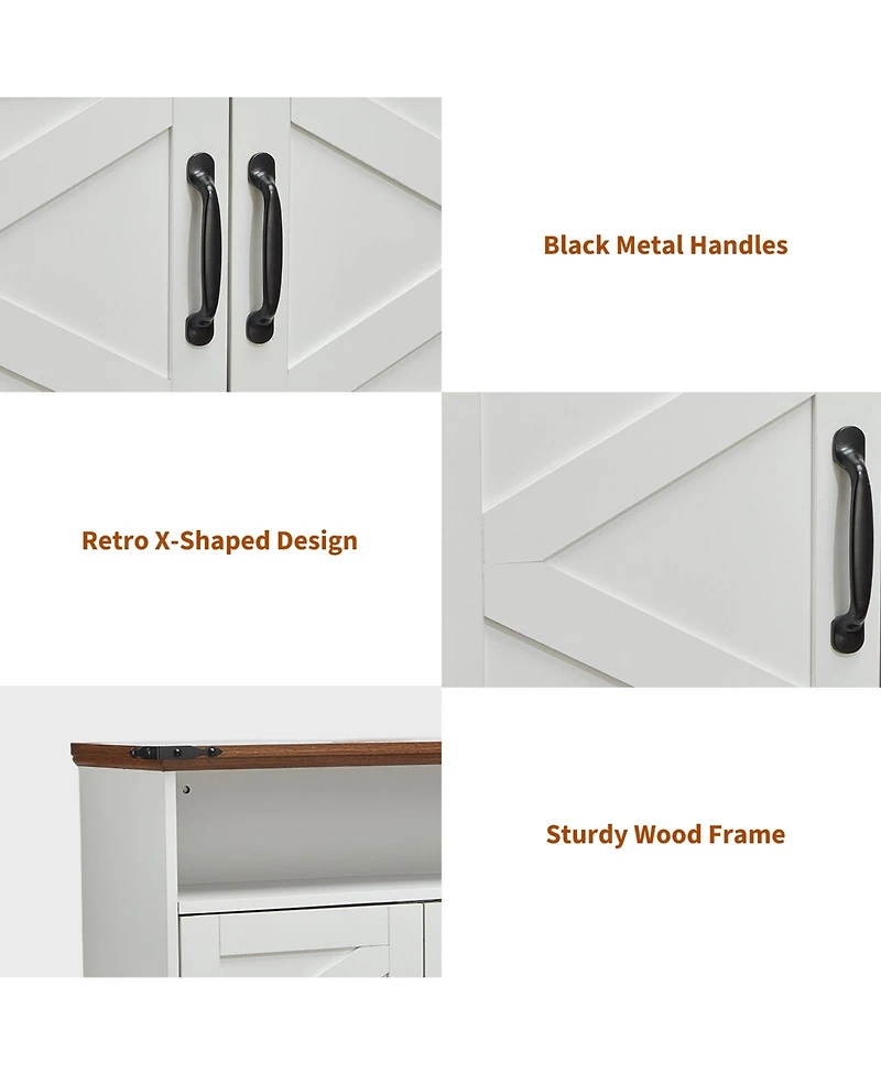 homfan Wall Mounted Bathroom Cabinet with Barn Doors - Medicine Cabinet Over Toilet, Adjustable Shelf and Drawer