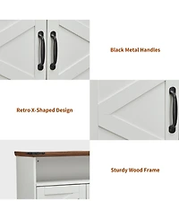 homfan Wall Mounted Bathroom Cabinet with Barn Doors - Medicine Cabinet Over Toilet, Adjustable Shelf and Drawer