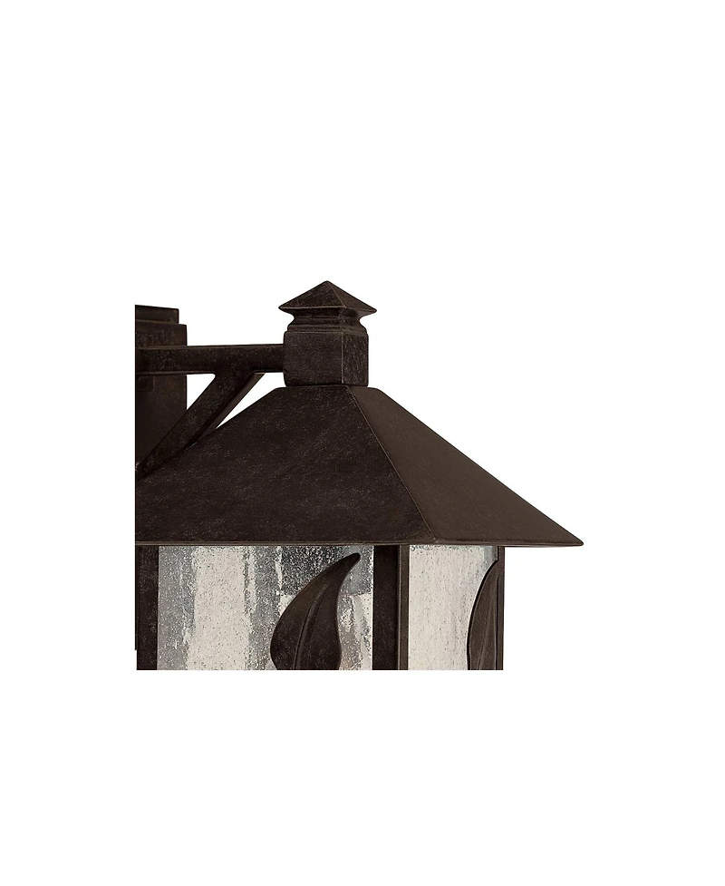 Franklin Iron Works French Garden Rustic Farmhouse Outdoor Wall Light Fixtures Set of 2 Metal 10 1/2" Clear Seedy Glass for Post Exterior