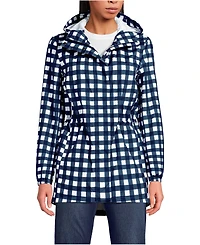 Lands' End Women's Print Waterproof Hooded Packable Raincoat