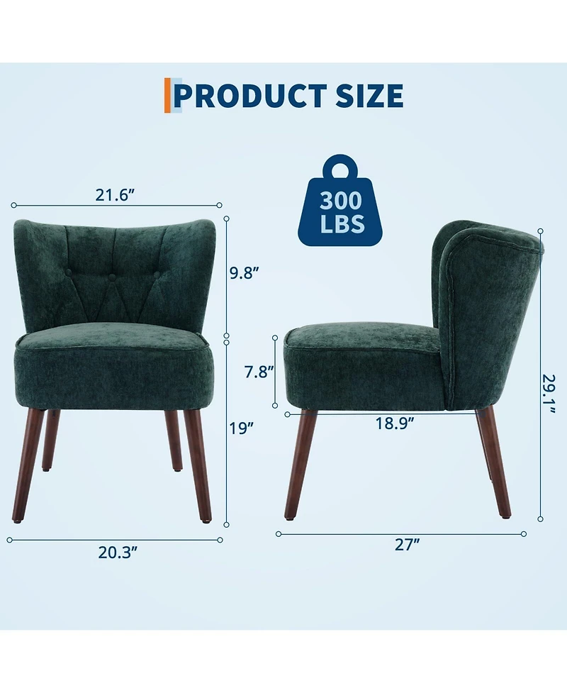 gaomon Mid-Century Modern Tufted Fabric Accent Chair, Armless Lounge Chair with Solid Wood Legs for Living Room