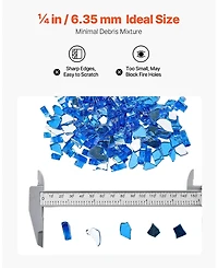 Sugift 10LBS Reflective Smokeless Fire Glass for Fire Pit Table 1/4 in Crushed Tempered Glass