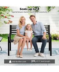 Gouun 50 in Metal Park Bench for 2-3 People with Backrest 660 lbs Capacity