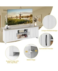 Gouun Two-Tone 57-Inch Tv Stand with Cabinets and Open Shelves