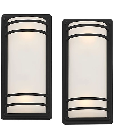 John Timberland Habitat Modern Industrial Outdoor Wall Light Fixtures Set of 2 Metal Frosted Glass for Post Exterior Barn Deck