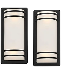 John Timberland Habitat Modern Industrial Outdoor Wall Light Fixtures Set of 2 Metal Frosted Glass for Post Exterior Barn Deck