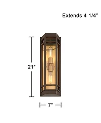 John Timberland Catie High Modern 2-Light Outdoor Wall Light Fixture Mount Porch House Sand Brass Finish Aluminum