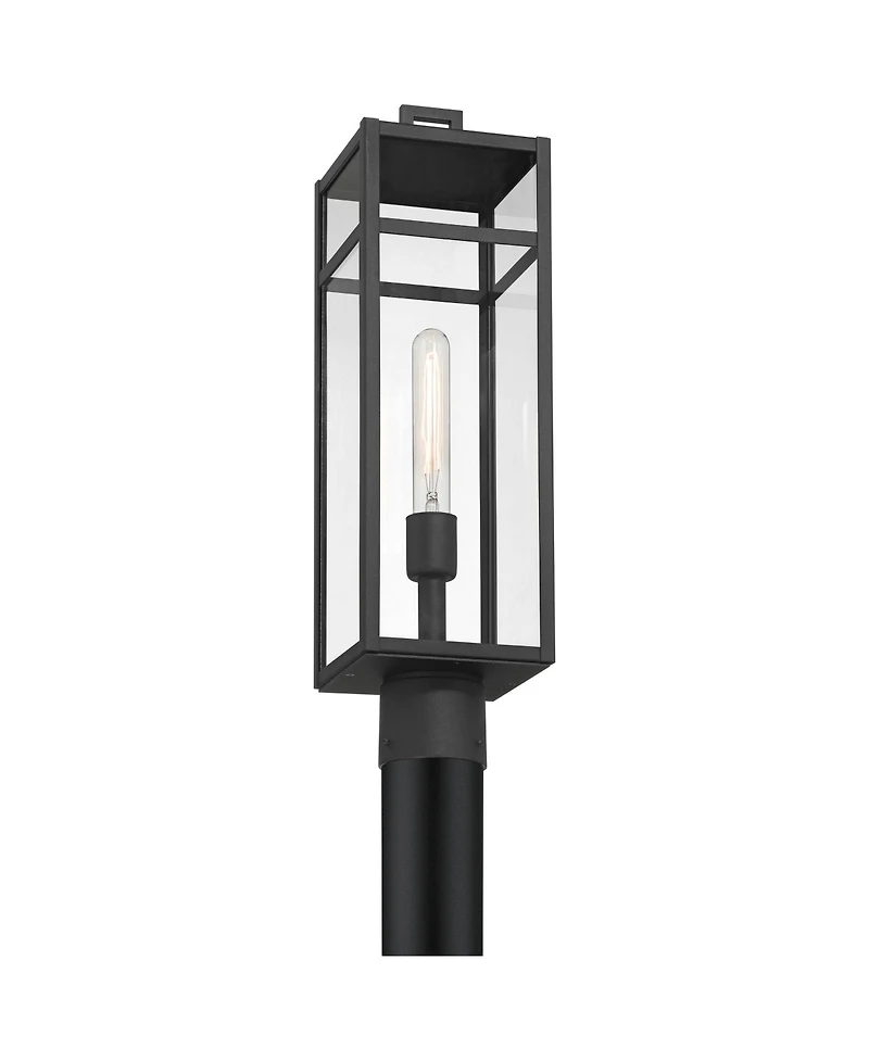 John Timberland San Lucas High Modern Outdoor Post Light Fixture Pole Porch Weatherproof Sand Metal Glass Shade