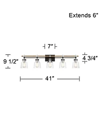 Possini Euro Design Broadway 41" High 5 Light Bathroom Vanity Wall Lamp Light Fixture Mount Over The Sink Mirror