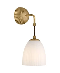 360 Lighting Comfrey 15" High Warm Brass and Fluted Glass Wall Sconce