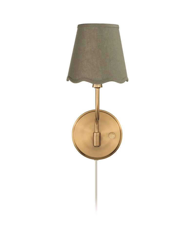 Possini Euro Design Ophelia 9 1/2"H Warm Brass Plug-In Wall Sconce