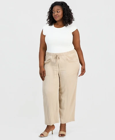 Anne Klein Plus High Rise Drawstring-Waist Pants